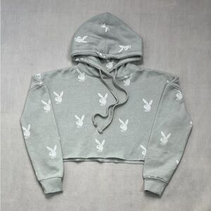 Gray & White Playboy Hoodie